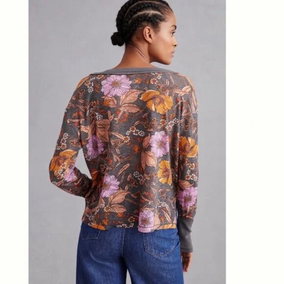 Anthropologie Pilcro Heritage Floral Oversized Boxy Pullover Top Size M EUC - Picture 2 of 11